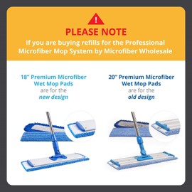 Microfiber Wholesale 20" Premium Microfiber Wet Mop Pad (2 Pack) | Refills for Professional Microfiber Mop