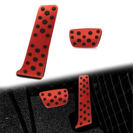 Aluminum Alloy Accelerator Brake Pedal Set, Compatible with Toyota Camry 2018-2023 RAV4 Avalon 2019-2023 Highlander 2020-2023 Sienna Venza bZ4X Prius Crown for Lexus ES LS 2018-2023 (Red)