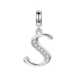 LOVANS Bead Alphabet Charms with 925 Sterling Silver DIY Letter Initial S Dangle Charm Beads fit European Bracelets Jewelry Gifts for Women