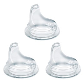 NUK - Boquilla de silicona de repuesto para vasos NUK Active y Learner, transparente, paquete de 3