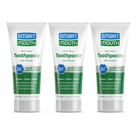 SmartMouth Premium Zinc Ion Toothpaste, Cavity, Enamel, and Plaque Help, Mild Mint, 3.4 oz, 3 Pack