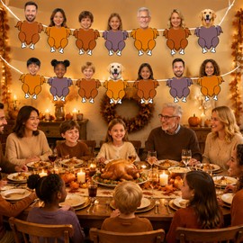 Irenare 22 pcs Fall Thanksgiving DIY Turkey Banner Turkey Paper Banners Thanksgiving Party Hanging Decorations Welcome Autumn Photo Backdrop Fireplace Party Decorations