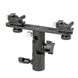 Khalia-Foto Flash Tilt with Rail, Two Hot Shoes, Umbrella Mount, Spigot and Threaded Connection (Black, 1/4 Inch Thread, 1/200 Sync, Internal, Wired)