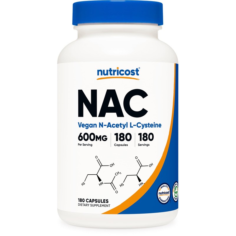 Nutricost N-Acetyl L-Cysteine (NAC) 600mg, 180 Capsules - Non-GMO, Gluten