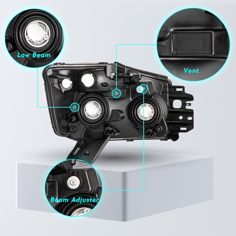 TUSDAR Headlight Assembly Compatible with 2004-2015 Nissan Titan / 2005-2007