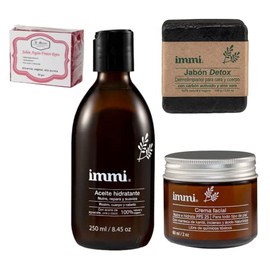 Immi Kit Aceite Hidratante Jabón Detox Crema Facial Jabon 50gr Artesanal