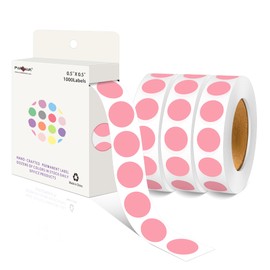PARLAIM 1/2 Inch Round Permanent Adhesive Color-Code Dot Stickers, 4000 Stickers - 4 Rolls Pink Circle Labels