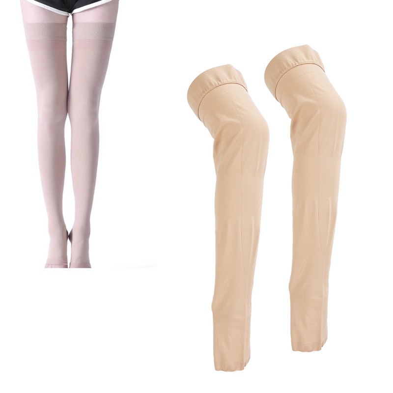 3XL Beige Open Toe Compression Stockings Thigh High 23‑32mmHg Toeless