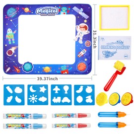 Water Doodle Mat for Toddlers, Learning Sensory Educational Toys for Kids 3+ Ages, Painting Writing Doodle Mat Baby Birthday Gifts, Kids Coloring Drawing Pad Mat for Girl & Boy 3-5 Year Old