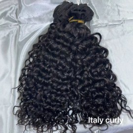 10~30 Inches Double Drawn Raw Vietnamese Hair Deep Wave Curly Hair Bundles Weft Human Hair Extension Unprocessedstyle: raw hair, color: 1 pcs bundle Italy curly, Stretched Length: 28 inch