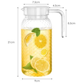 2 Pack 1L Acrylic Pitcher, Water Jug with Lid, BPA-Free & Shatter-Proof, Transparent Juice Jug Water Pitcher, Non Spill Fridge Jug, Plastic Jug for Hot/Cold Water Ice Tea Coffee Milk & Juice Beverage