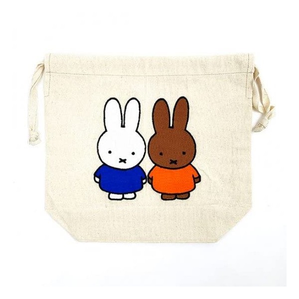 Marimo Craft DBM-867 Miffy Embroidery Series, Drawstring Bag, Miffy & Melany, W 11.0 x H 9.8 inches (28 x 25 cm), Gusset Included