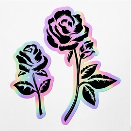 Holographic Decal Stickers of Engraving Roses Premium Waterproof Vinyl Decal Stickers for Laptop Phone Accessory Helmet Car Window Mug Tuber Cup Door Wall Decoration ANDVER3613462HO