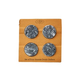 Mud Pie Granite Drink Chillers, 1 1/2" dia, Black