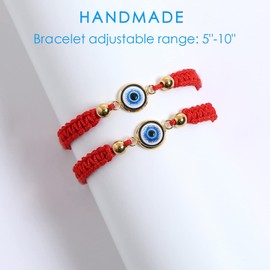 NUITS DE JUIN Evil Eye Red Bracelets for Protection - Red String Amulet Adjustable Bracelet For Women Men | Link Knot Lucky Kabbalah Protection Bracelets
