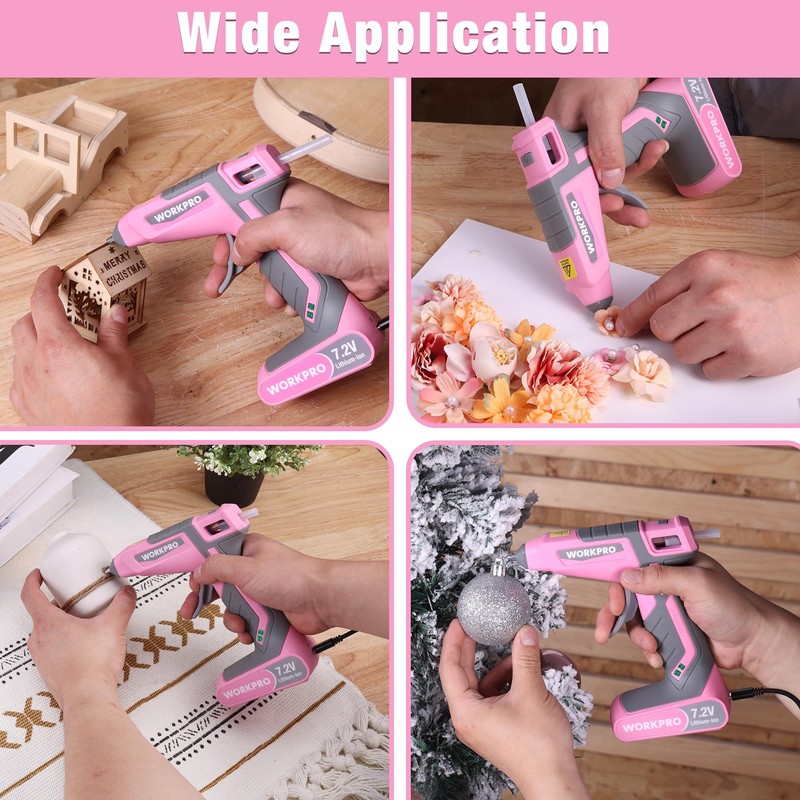 WORKPRO Glue Gun 7.2V, Corded & Cordless Using Hot Glue