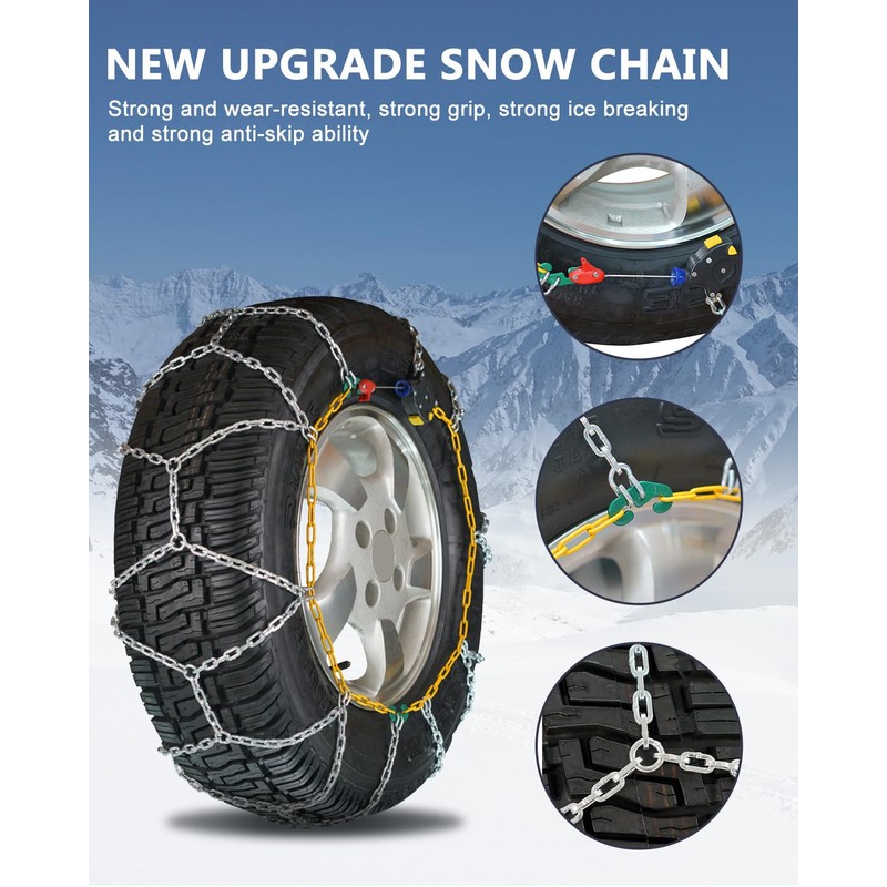 SCITOO HKN140 Snow Chains Quick Easy Installation,Tire Traction Chain For