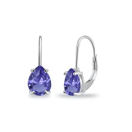 Sterling Silver 7x5mm Teardrop Simulated Tanzanite Drop Earrings for Women