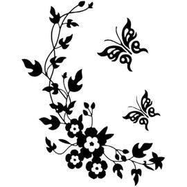 Wallpaper Black Butterfly Flower Wall Stickers Decal Home Decoration Removable Mural DIY Decor, Wall Stickers and Murals