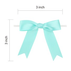 Meseey 50 Pcs 3 Inches Twist Tie Satin Ribbon Bows Aqua Pretied Premade Craft Bows for Treat Bags Gift Wrapping Basket Wedding Baby Shower Brithday Christmas Party (3", aqua)