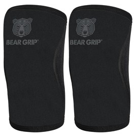 BEAR GRIP 7mm Knee Sleeves (Pair) for Weightlifting and Squats - S