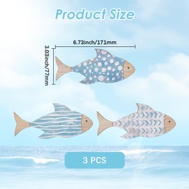 GORGECRAFT 3Pcs 3 Styles Wood Fish Wall Decor Wooden Nautical Coastal Beach Fishes Wall Sculpture Vintage Ocean Lake House Art Hanging Decorations for Bathroom Home Outdoor Party Crafts