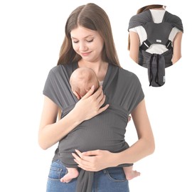 Hilabab Baby warps Carrier,Softness Organic Cotton,Breathable Adjustable Strap Baby Hold Carrier for Newborn Up to 40 lbs (Air-Mesh Grey)