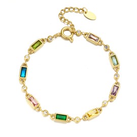 RADIANT REVIVE Birthstone Gold Bracelets, Non Tarnish, Adjustable Layered Crystal Bracelet for Women