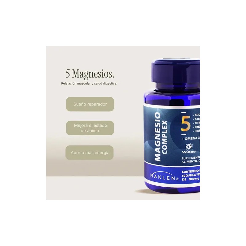 Magnesio Complex 5 + Omega 3 | 60 Capsulas Vcaps