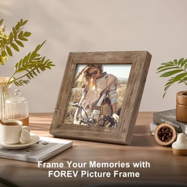 TOFOREVO 4x4 Picture Frames Set of 6 Rustic Wood Grain Photo Frame for Gallery Wall Mounting or Tabletop Display
