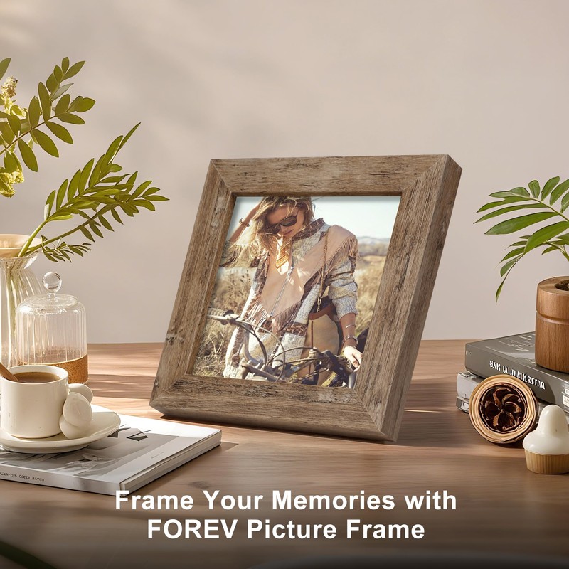 TOFOREVO 4x4 Picture Frames Set of 6 Rustic Wood Grain