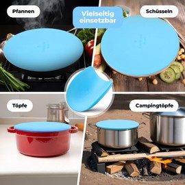 FRISCHFRESH® - Lid | Fresh Lid for Pots, Bowls, Pans | Diameter 16 cm Blue | Air- and Light-Proof [Space-Saving] Long Durability | Food Protection, Coasters | Cooking, Camping, Office