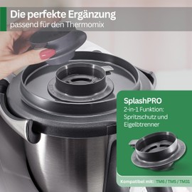 Leckerhelfer SplashPRO Splash Guard and Egg Yolk Separator Suitable for Thermomix TM6, TM5 and TM31 and Monsieur Cuisine