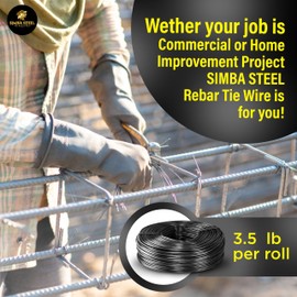 SIMBA STEEL - Rebar Tie Wire | 16 Gauge | Black Soft Annealed | 3.5lb Roll | 330-340 ft Length | Excellent Strength | Flexible | Durable | Black Annealed Rebar Tie Wire 4 roll