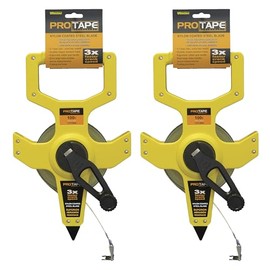 Nylon Clad Steel Open Reel ProTapes – Engineers 3X Faster Rewind 1/2" x 100'; 10ths/100ths. (2 Pack)