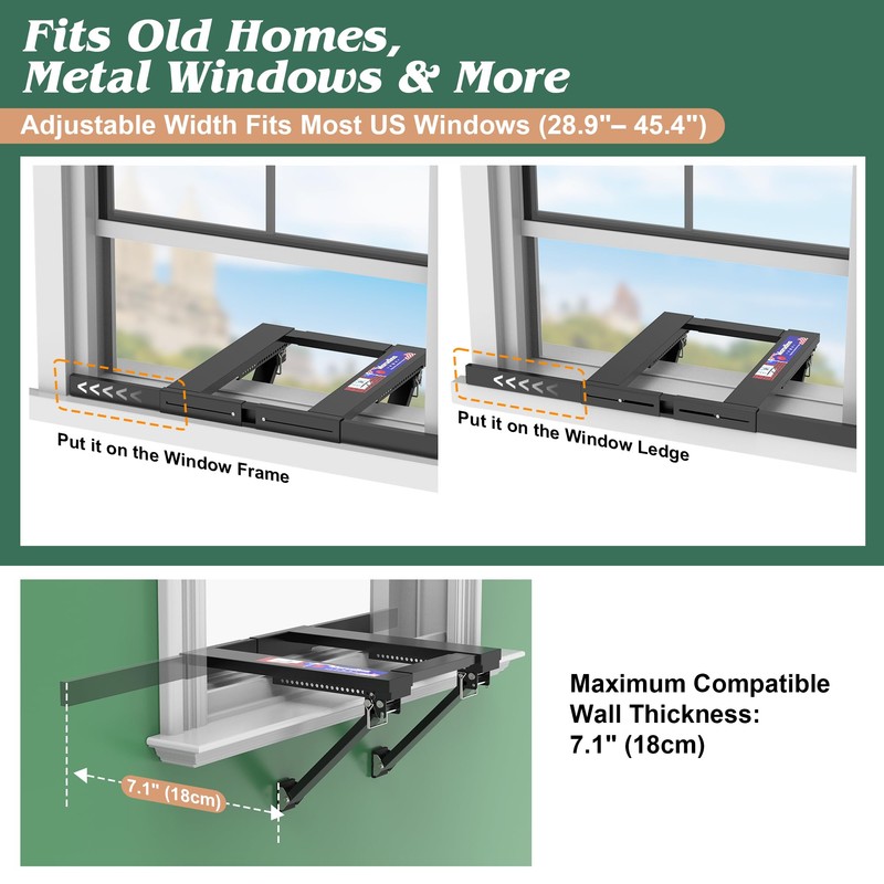 Marudina Upgraded No-Drill Window AC Bracket, Adjustable Window Air Conditioner