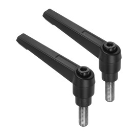 sourcing map 2pcs Clamping Lever Handles, M8 x 15mm 304 Stainless Steel Threaded Male Stud, Adjustable Handles Locking Quick Release Ratchet Push Button Bolt Knobs, Black