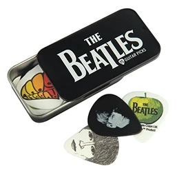 D'Addario Beatles púas de guitarra con estaño de colección, Medio, Logo, Juego de 15