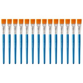 14 Pcs 1 Inch Flat Paint Brushes - Synthetic Nylon Hair Artist Brushes Bulk for Acrylic, Oil, Watercolor - Wooden Handle Professional Painting Brushes for Canvas, Detail Work, Base Coating & Crafts