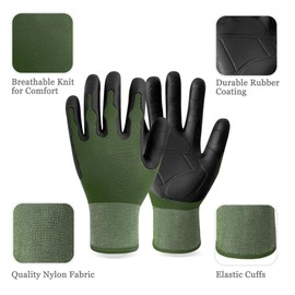 HndToArm Gardening Gloves for Men & Women Ladies, New & Durable TPE Coated for Yard Garden, Outdoor Indoor Protective Work, 2 Pairs (Black, Medium)