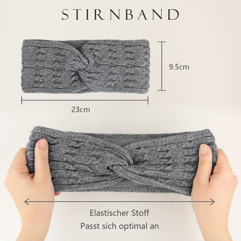 Headband Lined Warm Women's Hair Band, Twist Design with Soft