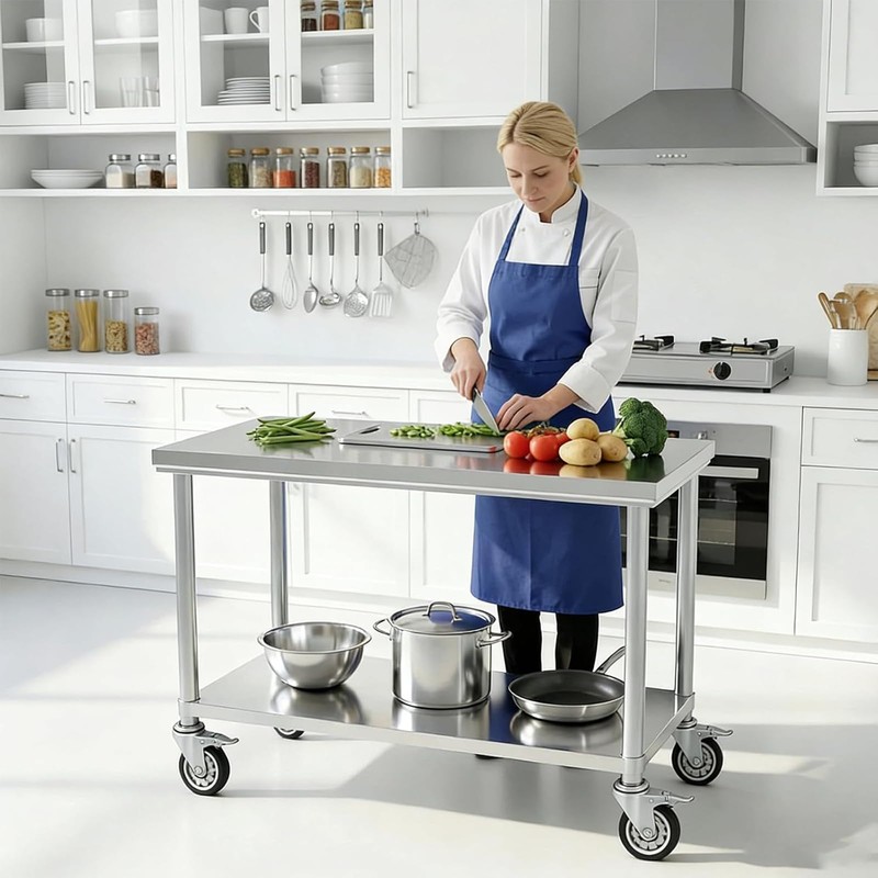 Stainless Steel Table Prep & Work with Wheels 20 x