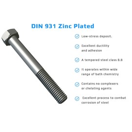 Hexagon Head Bolts with Shank (Pack of 2) Hex Bolts Class 8.8 High Tensile Zinc Plated Steel Mechanical Hex Screws Certified Standard DIN931 ISO 4014 M16X100 (10 mm x 100 mm)