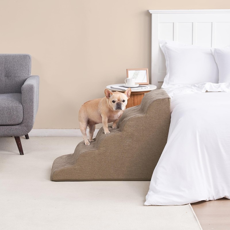 EHEYCIGA Curved Dog Stairs Ramp for High Beds, 5-Step Extra