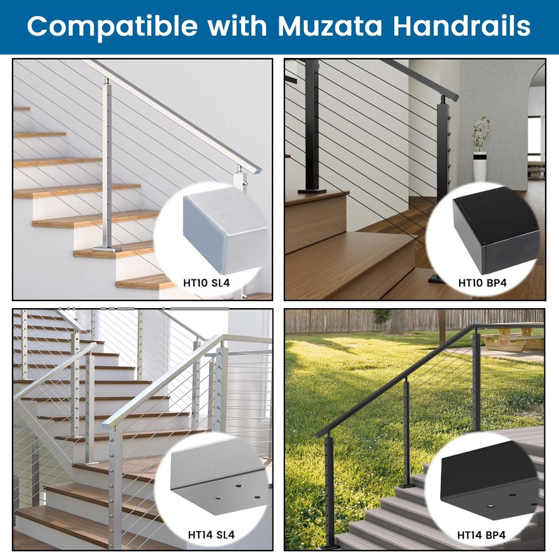 Muzata HT10 HT14 Stainless Steel Flat Handrail Accessories - 2Pack