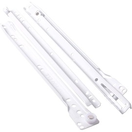 Gedotec Drawer runners with roller guide, partial extension, real, 1 pair, metal roller extension, telescopic rails, 500 mm, rail system in steel, white, guide rails