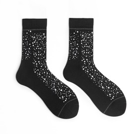 Petrass High Reflective Socks Cycling Running Socks for Night Safety High Visibility Athletic Socks for Women Black 1PC