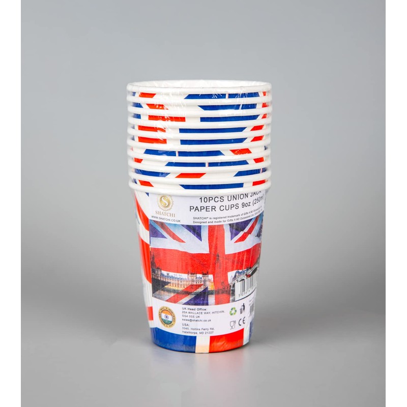 SHATCHI 20pcs Great Britain Union Jack Party Paper Cups Tableware