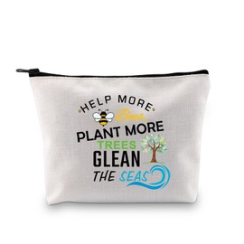 Help More Bees Plant More Trees Glean The Seas Cosmetic Bag Environmental Makeup Bag Conservation Gift Environmentalist Gift Nature Lover Gift