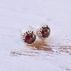 Garnet Sterling Silver Dainty Red Garnet Stud Earrings